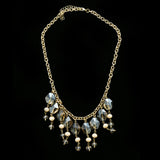 Luxury Faceted Crystal Necklace Gold & White NWOT