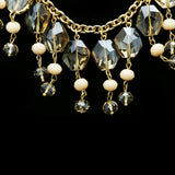 Luxury Faceted Crystal Necklace Gold & White NWOT