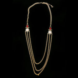 Luxury Crystal Necklace Gold/Red NWOT