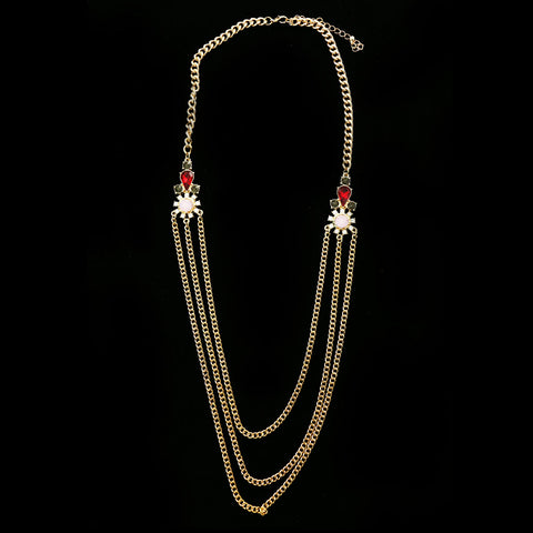 Luxury Crystal Necklace Gold/Red NWOT