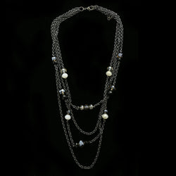 Luxury Faceted Necklace Gunmetal/Black NWOT