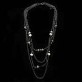 Luxury Faceted Necklace Gunmetal/Black NWOT