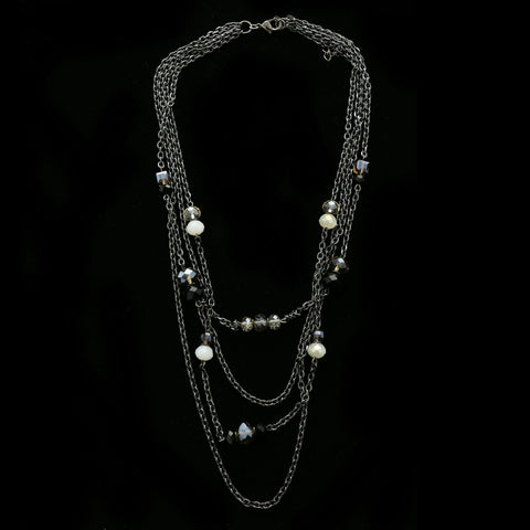 Luxury Faceted Necklace Gunmetal/Black NWOT