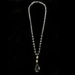 Luxury Crystal Y-Necklace Silver NWOT