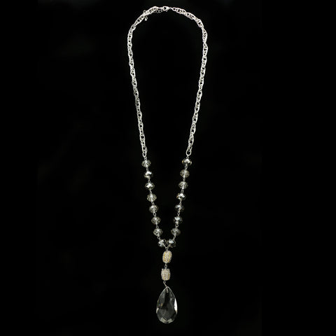 Luxury Crystal Y-Necklace Silver NWOT