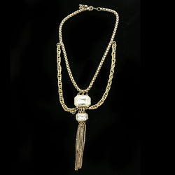 Luxury Crystal Y-Necklace Gold NWOT