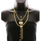 Luxury Crystal Y-Necklace Gold NWOT