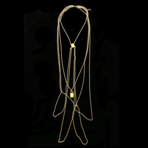 Luxury Faceted Necklace Gold/Green NWOT
