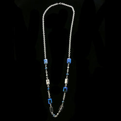 Luxury Faceted Necklace Silver/Blue NWOT