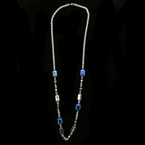 Luxury Faceted Necklace Silver/Blue NWOT