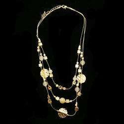 Luxury Hammered Finish Necklace Gold/White NWOT