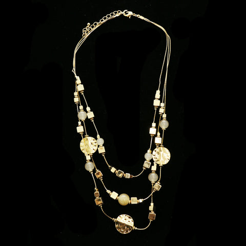 Luxury Hammered Finish Necklace Gold/White NWOT