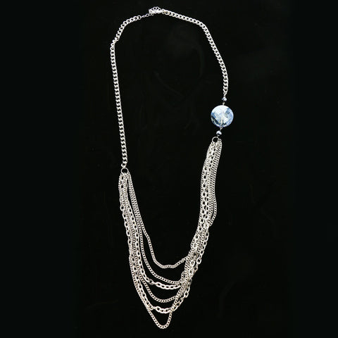 Luxury Faceted Necklace Silver/Blue NWOT