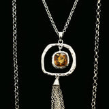 Luxury Faceted Necklace Silver/Brown NWOT