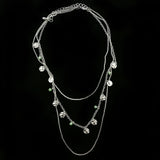 Luxury Faceted Hammered Finish Necklace Silver & Green NWOT