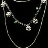 Luxury Faceted Hammered Finish Necklace Silver & Green NWOT