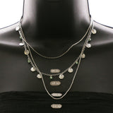 Luxury Faceted Hammered Finish Necklace Silver & Green NWOT