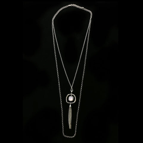 Luxury Faceted Pendant-Necklace Silver/Pink NWOT