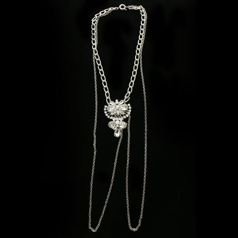 Luxury Crystal Necklace Silver NWOT