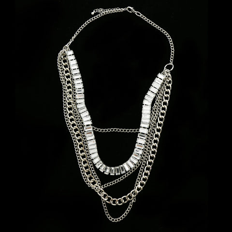 Luxury Crystal Necklace Silver NWOT