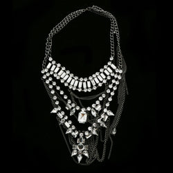 Luxury Crystal Necklace Gunmetal NWOT