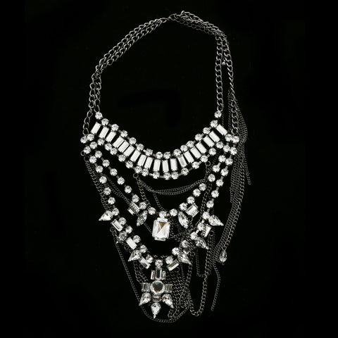 Luxury Crystal Necklace Gunmetal NWOT