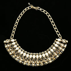 Luxury Faceted Necklace Gold/White NWOT