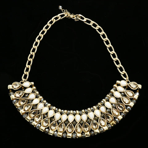 Luxury Faceted Necklace Gold/White NWOT