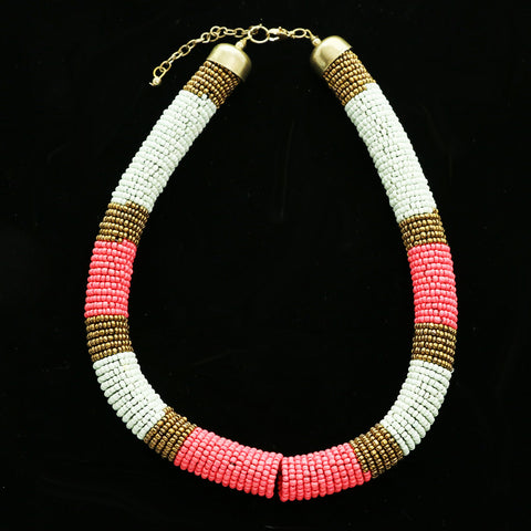 Luxury Beads Necklace Gold/Pink NWOT