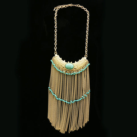 Luxury Semi-Precious Necklace Gold/Blue NWOT