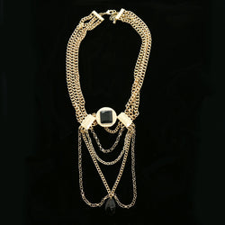 Luxury Faceted Necklace Gold/Black NWOT