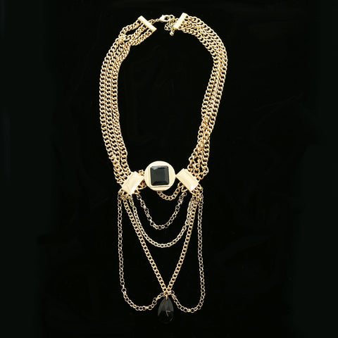 Luxury Faceted Necklace Gold/Black NWOT