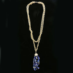 Luxury Crystal Shells Necklace Gold & Blue NWOT
