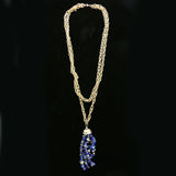 Luxury Crystal Shells Necklace Gold & Blue NWOT