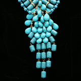 Luxury Semi-Precious Y-Necklace Gold/Blue NWOT