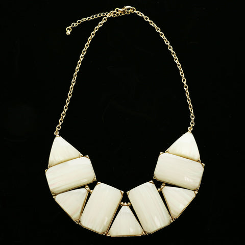 Luxury Semi-Precious Necklace Gold/White NWOT