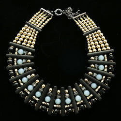Luxury Faceted Necklace Gold/Black NWOT