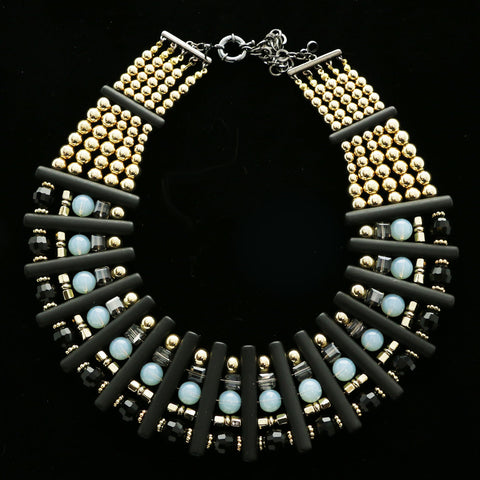 Luxury Faceted Necklace Gold/Black NWOT