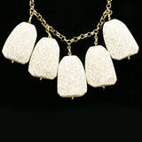 Luxury Semi-Precious Necklace Gold/White NWOT