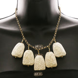Luxury Semi-Precious Necklace Gold/White NWOT