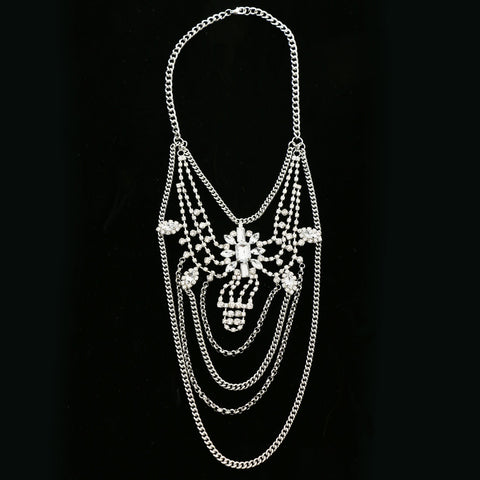 Luxury Crystal Necklace Silver NWOT