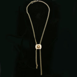 Luxury Crystal Flower Y-Necklace Gold NWOT