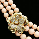 Luxury Crystal Flower Necklace Gold & Pink NWOT
