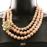 Luxury Crystal Flower Necklace Gold & Pink NWOT
