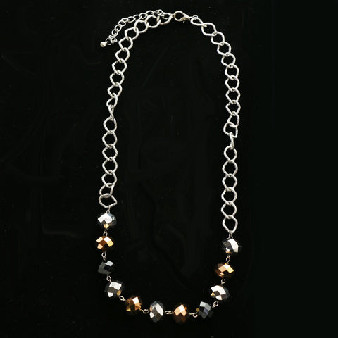 Luxury Faceted Necklace Gunmetal/Black NWOT