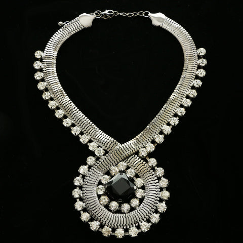 Luxury Crystal Necklace Gunmetal NWOT