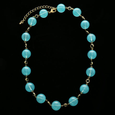 Luxury Faceted Necklace Gold/Blue NWOT