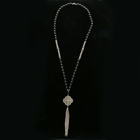 Luxury Y-Necklace Silver/Black NWOT