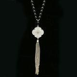 Luxury Y-Necklace Silver/Black NWOT