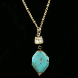 Luxury Crystal Semi-Precious Necklace Gold & Blue NWOT